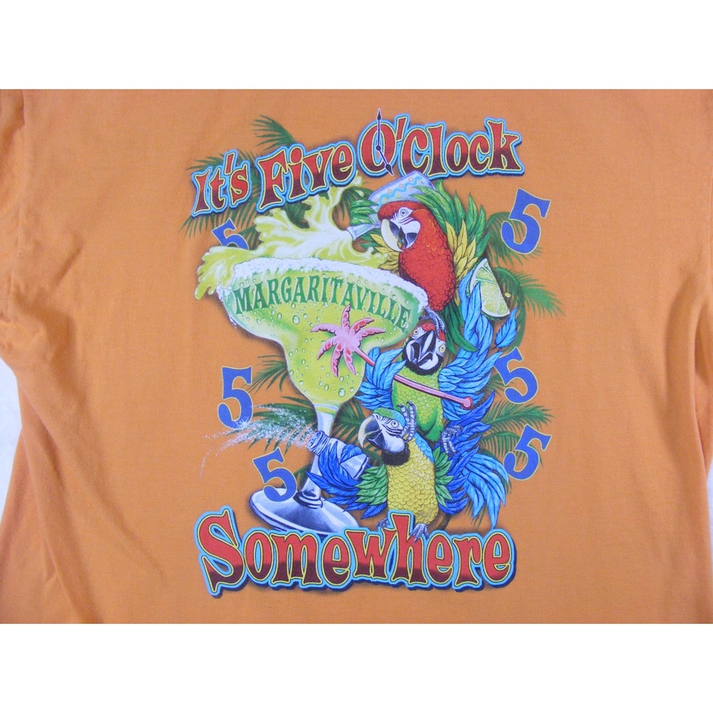 Margaritaville T Shirt Mens XL Orange Excellent Nashville 5 O'Clock Somewhere
